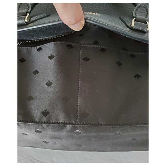 Kate Spade Leighton Black Pebbled Leather Satchel Bag Purse Handbag Old Money - Picture 12 of 13